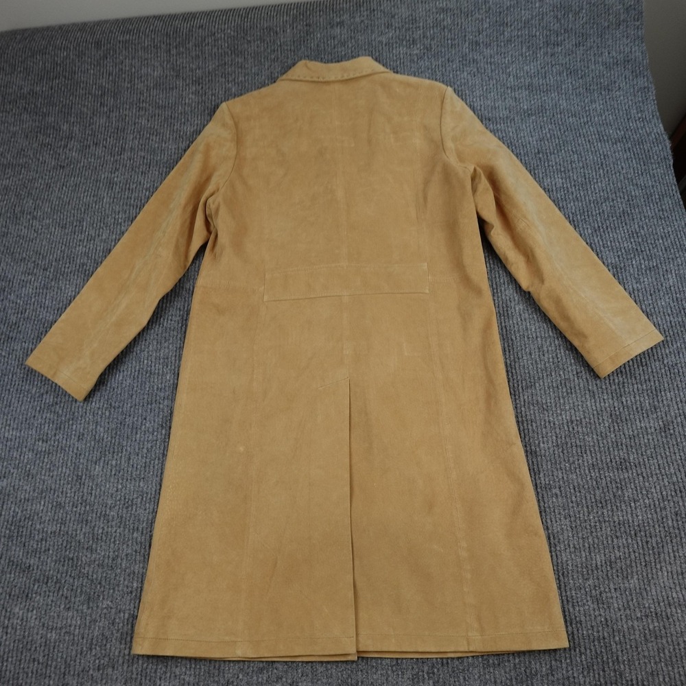 Eddie Bauer Seattle Suede Coat Womens Medium Beige Leather Long Lined Overcoat - Picture 6 of 10
